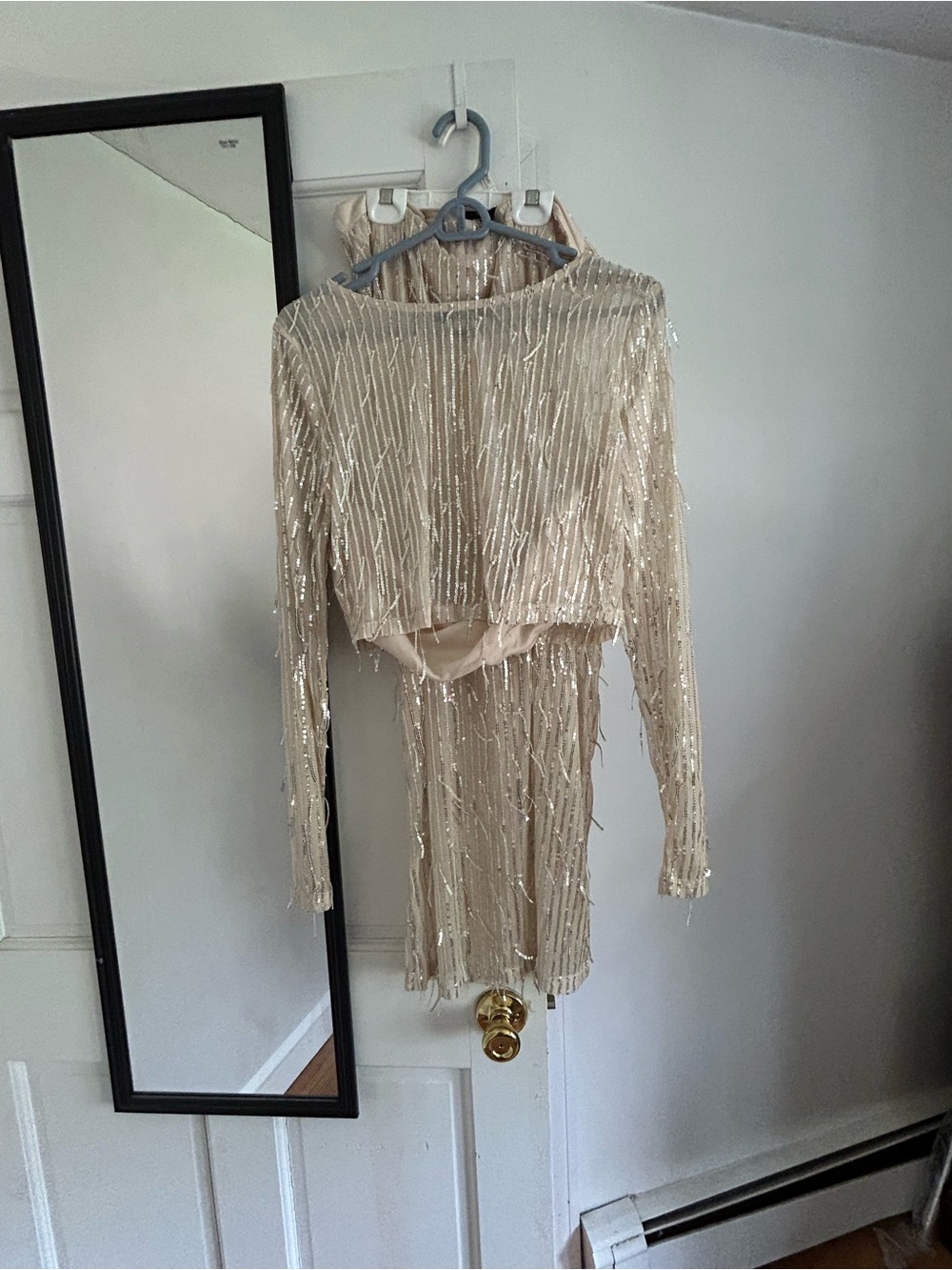 Lulu's Sequin Two-Piece Set in Champagne